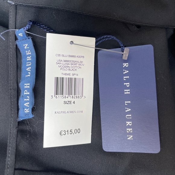 Ralph Lauren Women’s Black Ruffle Knee Length Skirt Sz 4 - NWT - Picture 6 of 8